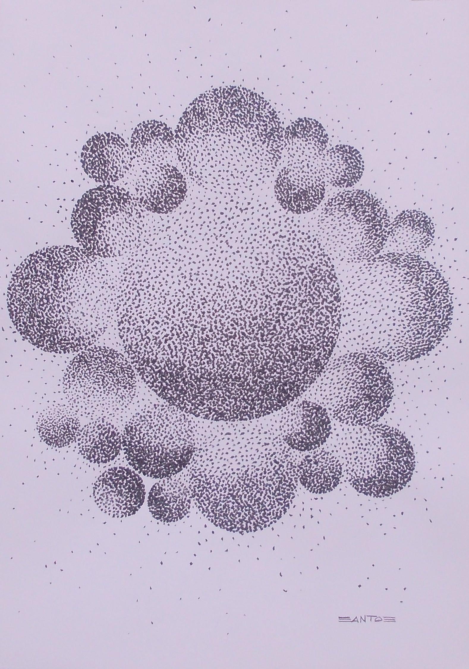 Imaginary Galaxies: Hersilia, Drawing, Pen & Ink on Paper - Art by Francisco Santos