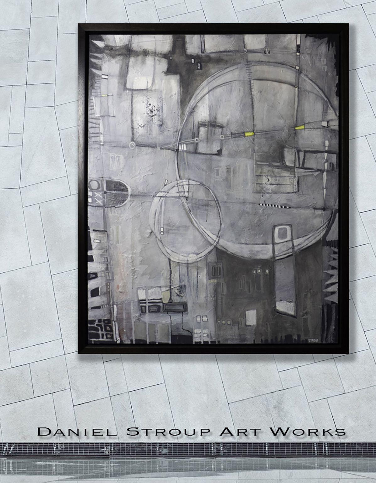 Orbital, Painting, Acrylic on Canvas - Gray Abstract Painting by Daniel Stroup