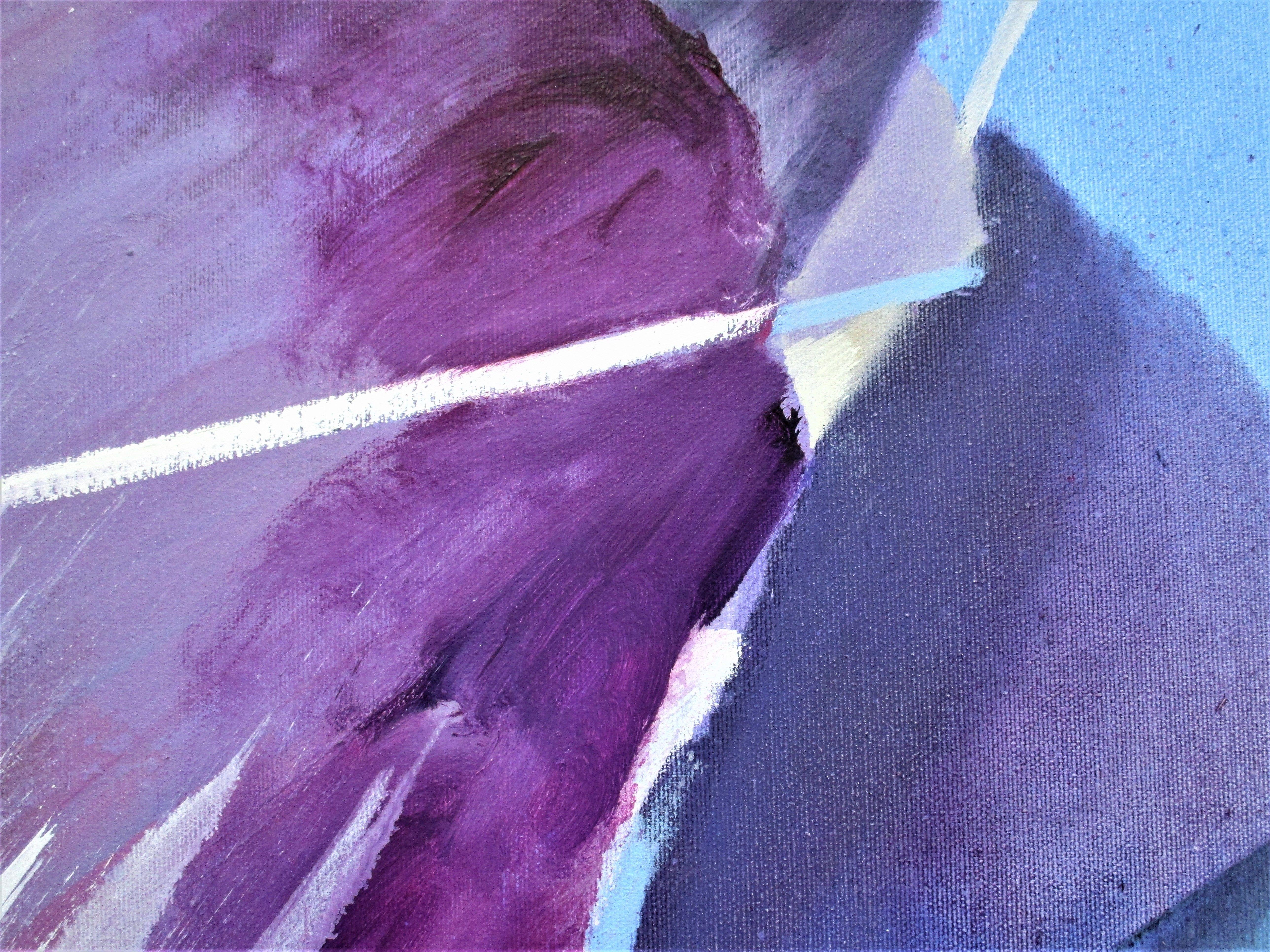 Timed Out, Painting, Oil on Canvas - Purple Abstract Painting by Lee Panizza