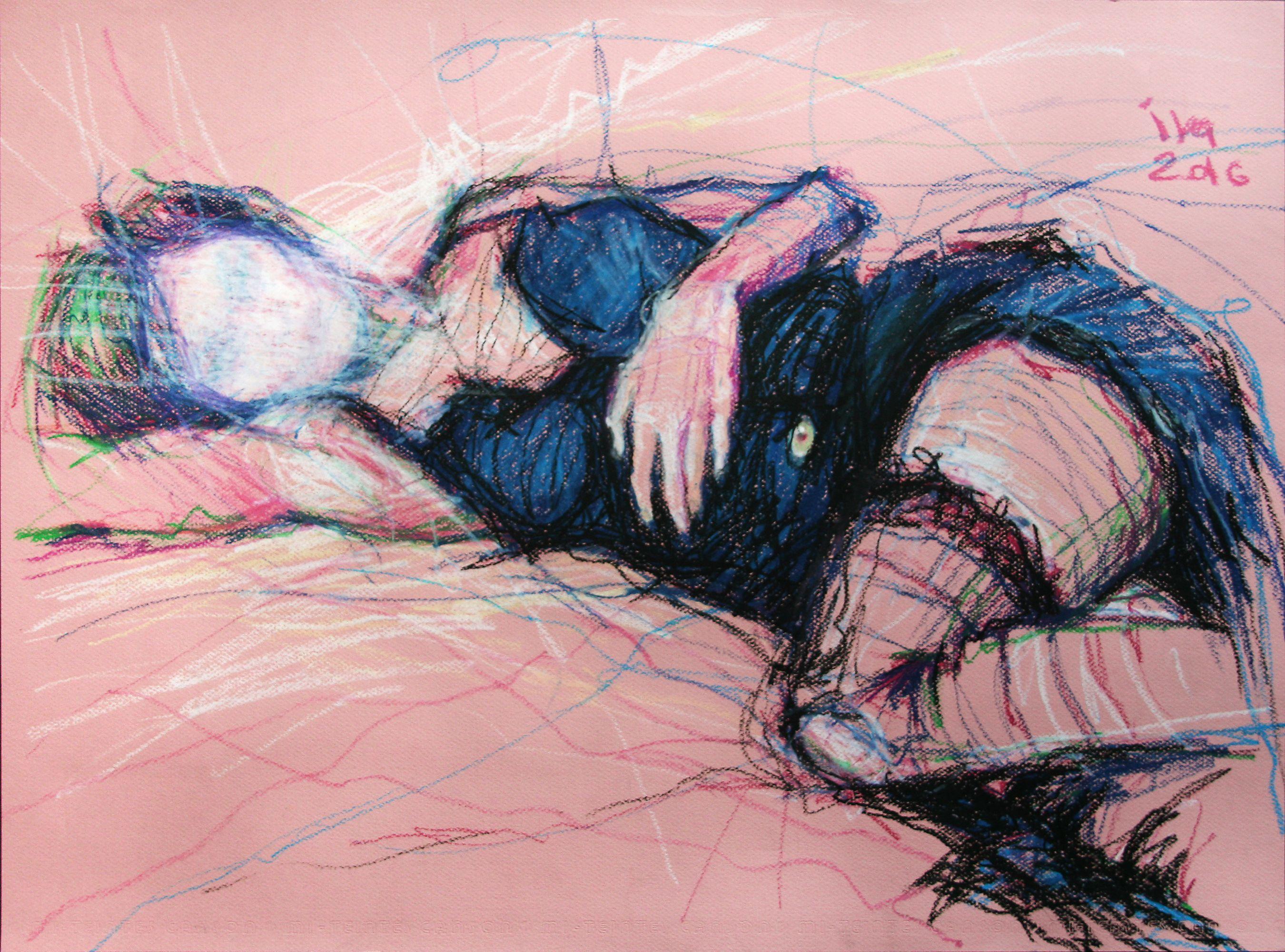Pink Nude, Drawing, Pastels on Paper - Art by Tatiana Ivchenkova