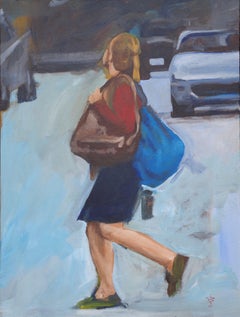 Student Crossing Meyran Avenue, Painting, Oil on Canvas
