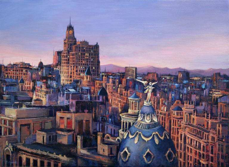 Behshad Arjomandi Sunset in Madrid, Painting, Oil on Canvas For Sale