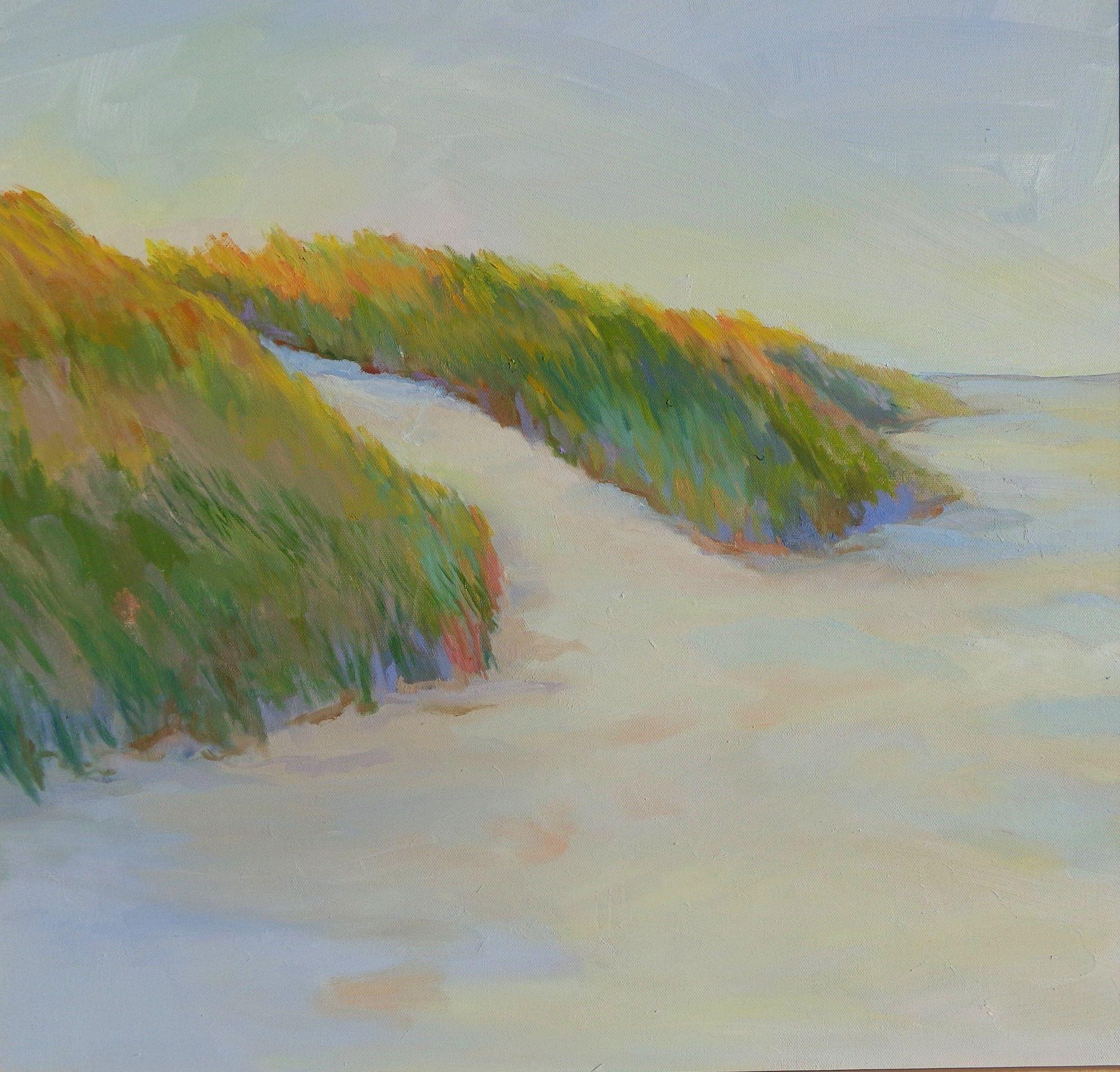 "Dunes" is the quintessential summer image . The image is actually of the sand dunes along Ogunquit Beach in Maine. The three miles of grassy dunes create a natural barrier between the Atlantic Ocean and the Ogunquit River.     I've been walking