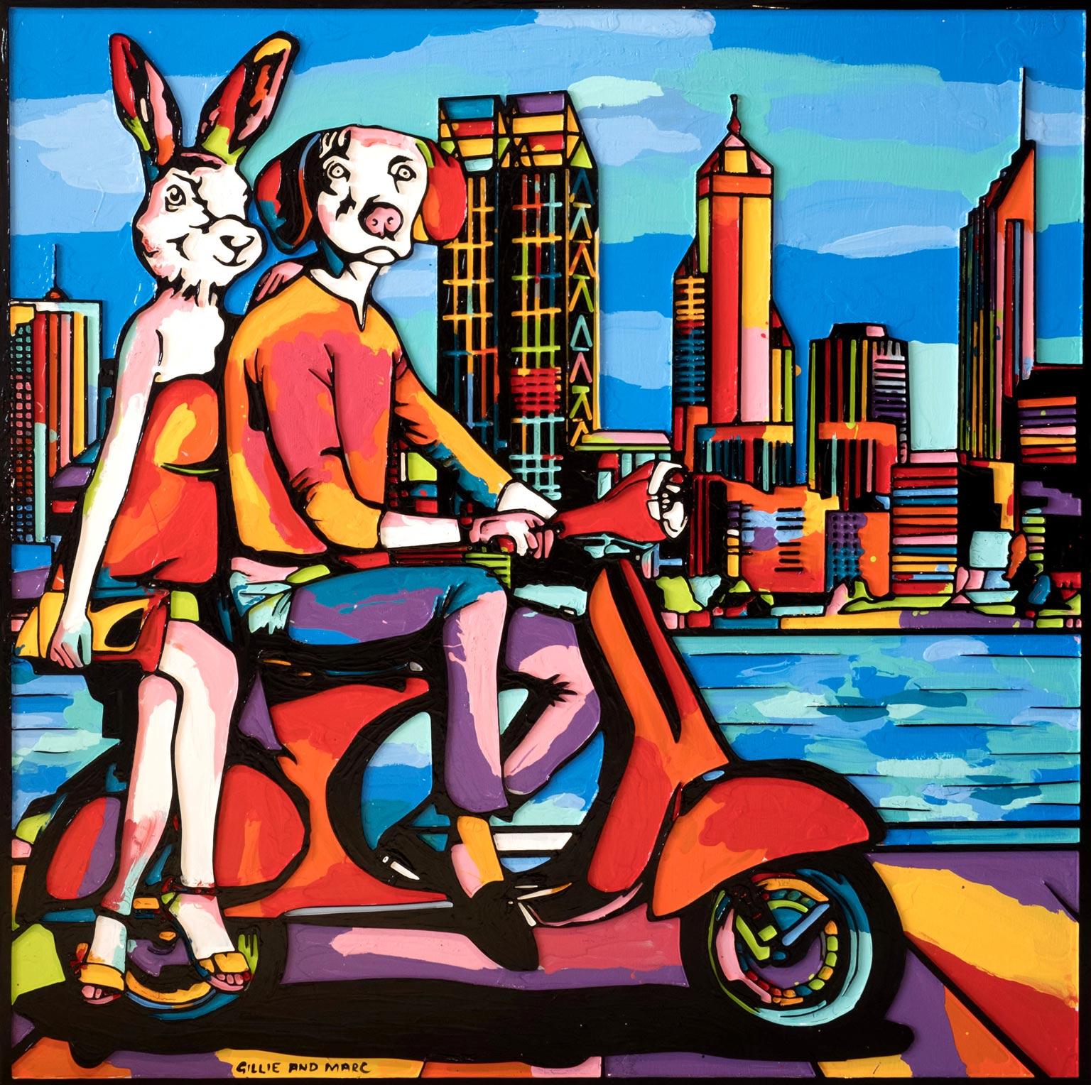 Gillie and Marc Schattner Interior Print - Pop Art - Animal Print - Gillie and Marc - Limited Edition - City driving-2019