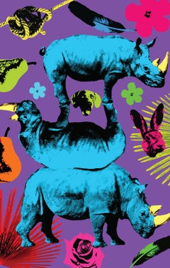 Pop Art - Painting Print - Gillie and Marc - Limited Edition -Rhinos and fun