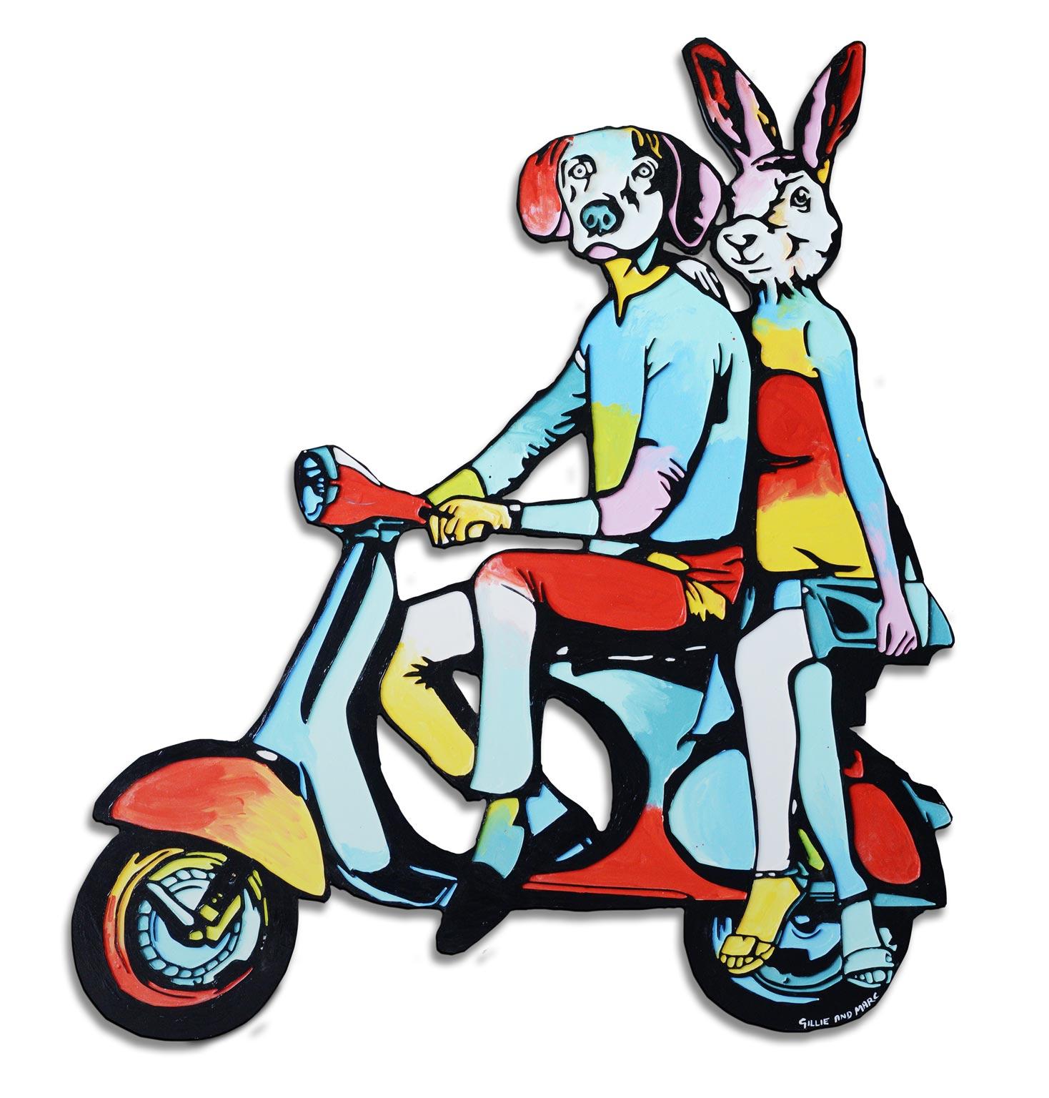 Gillie and Marc Schattner Figurative Print - Pop Art - Animal Print - Gillie and Marc - Limited Edition - Vespa riding