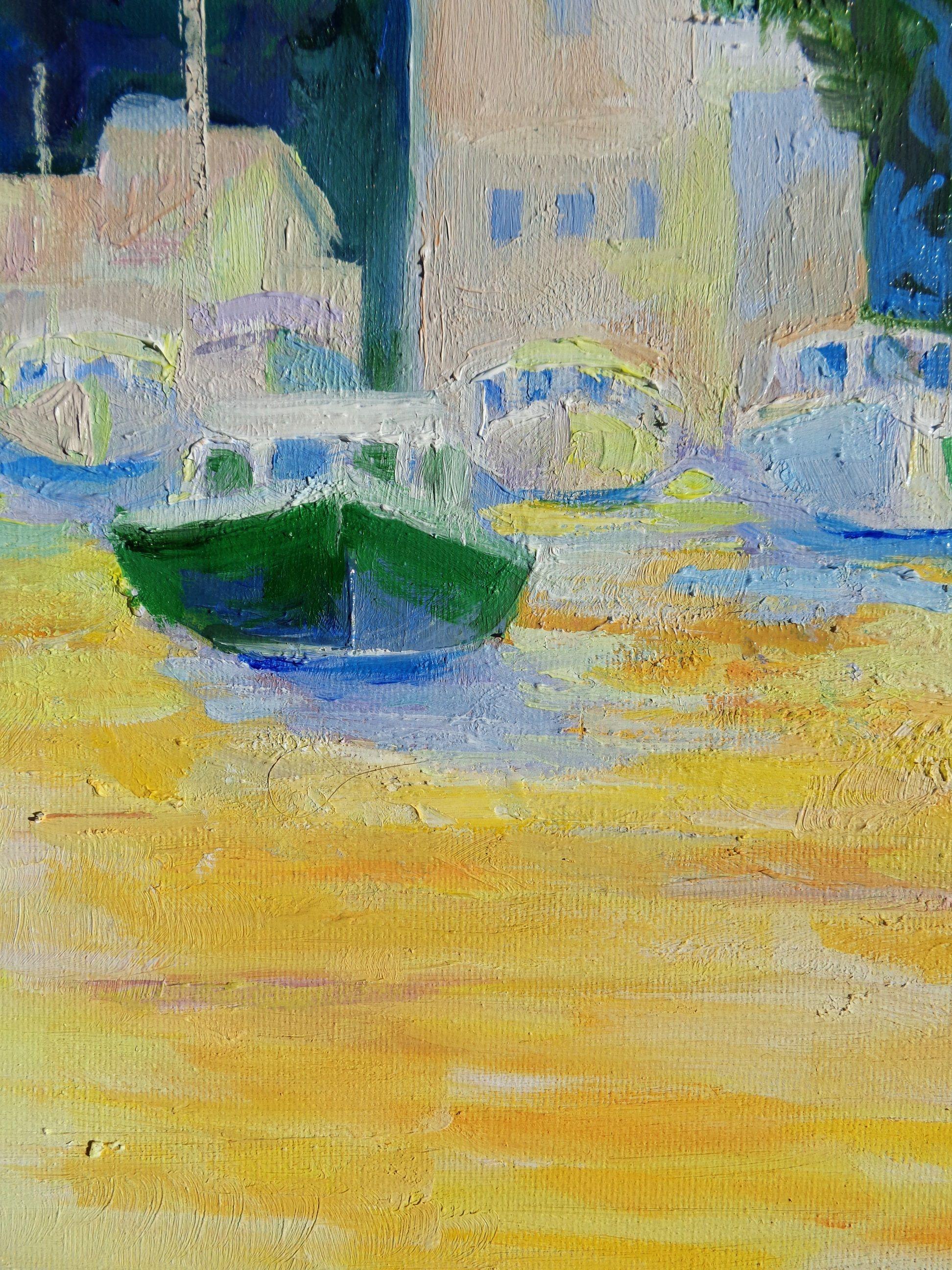 Tramonto nella baia, Pittura, Olio su tela - Painting Impressionismo di Gayle Fitzpatrick