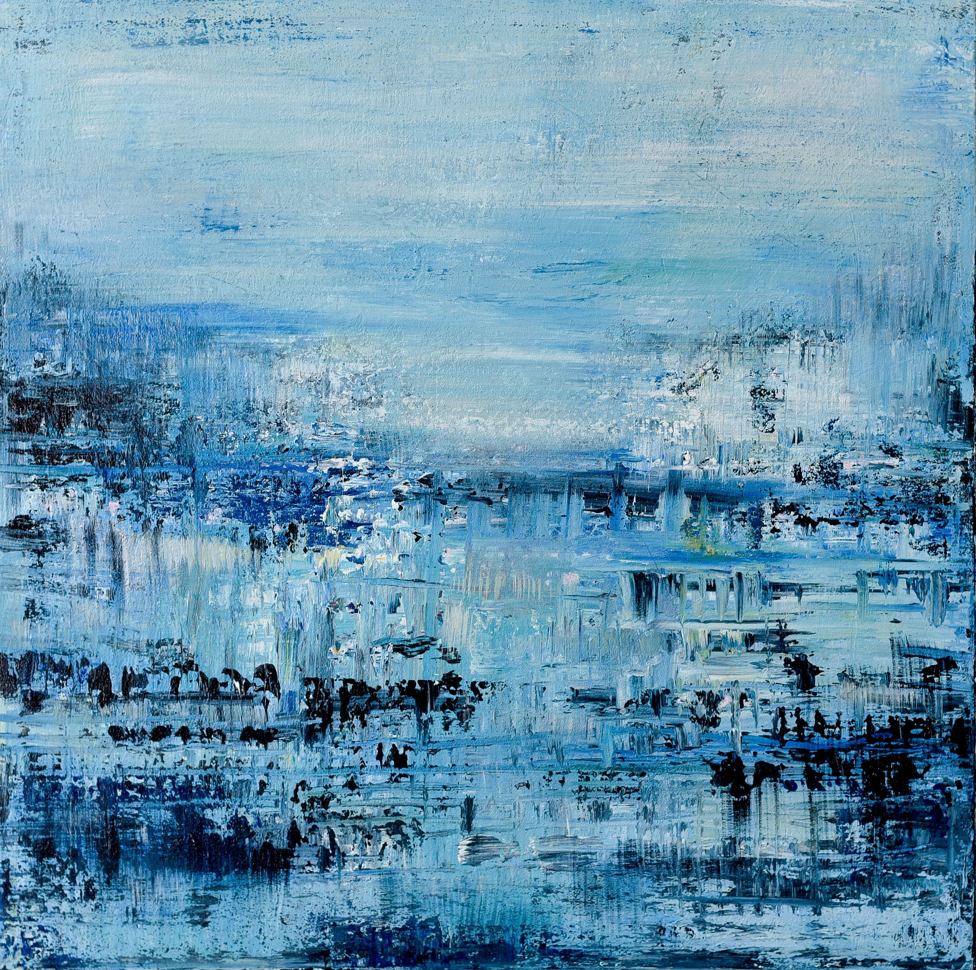 Radek Smach Abstract Painting - Blue abstract painting FT299, Painting, Acrylic on Canvas