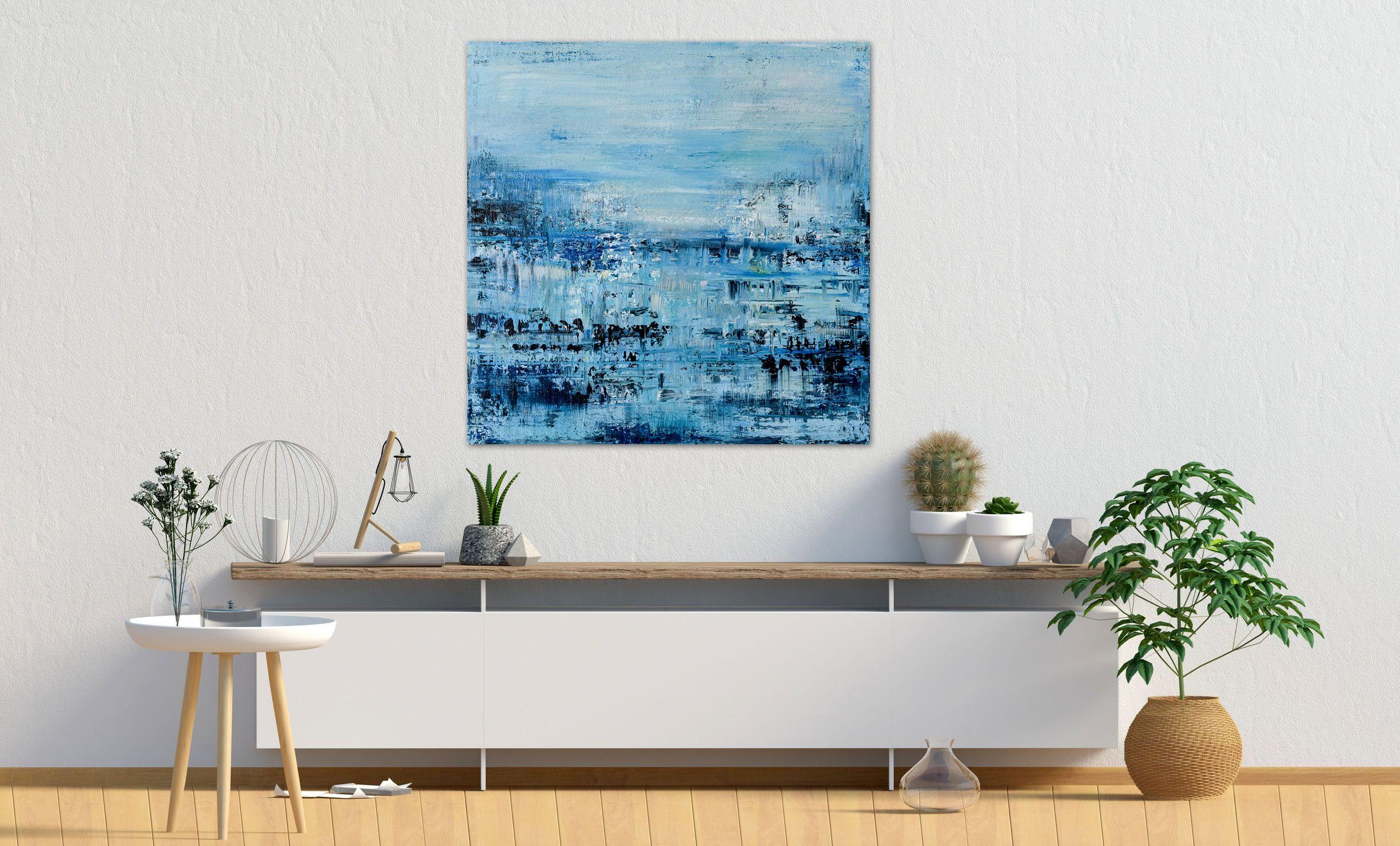 Blue abstract painting FT299, Painting, Acrylic on Canvas 1