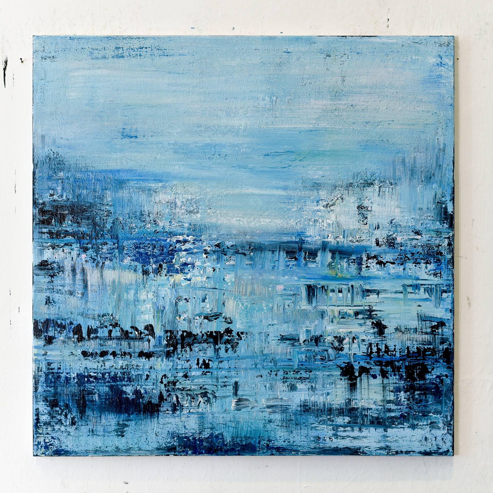 Blue abstract painting FT299, Painting, Acrylic on Canvas 2