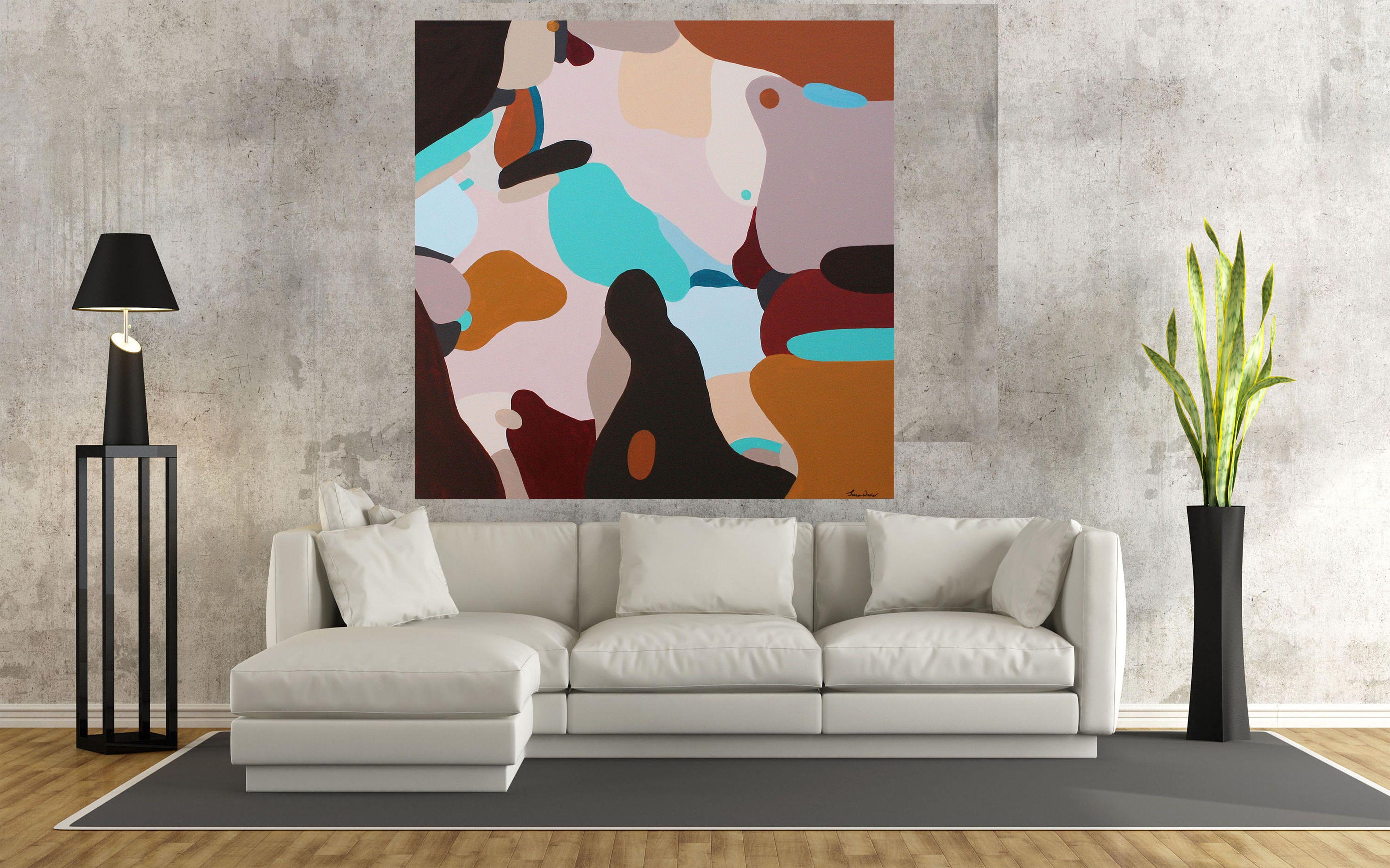 Abstract Large Painting A Stroll Along the Harbour Abstract Painting/Modern Contemporary abstract Painting    100 x 100 cms (39