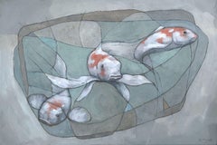 Three Koi Fish, Painting, Acrylic on Canvas