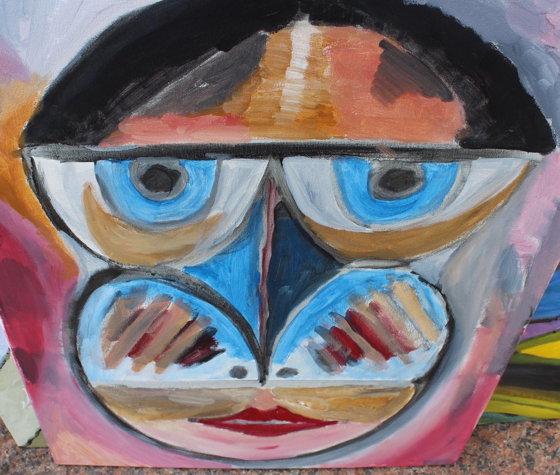 humeurs de la sagesse, peinture, acrylique sur toile - Moderne Painting par Dionysios Maravegias
