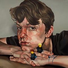 Gabriel with Lego, Painting, Oil on Canvas