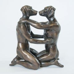 Bronze Sculpture - Gillie and Marc - Limited Edition Art - Love - Kissing Dogs