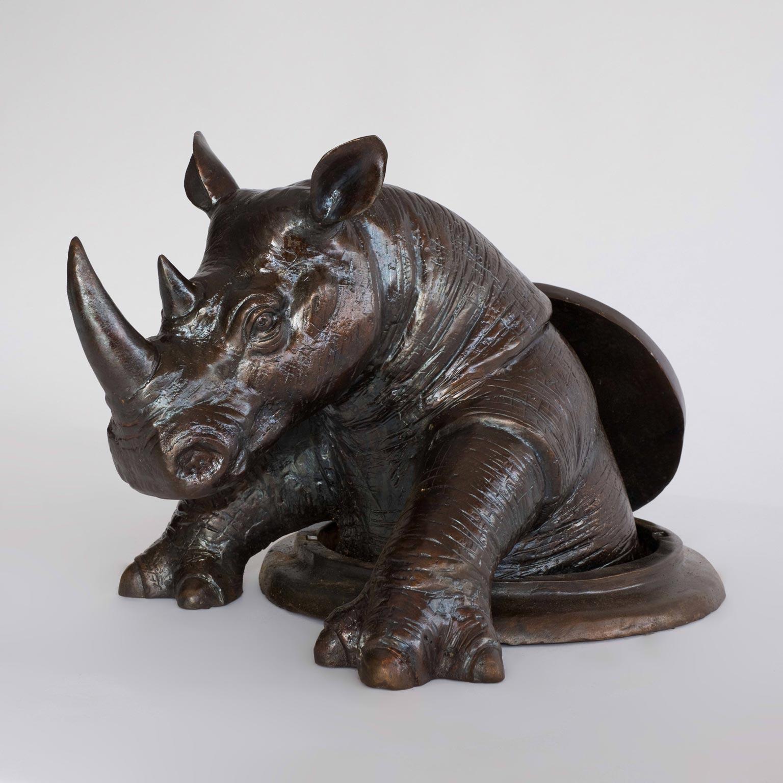 Gillie and Marc Schattner Figurative Sculpture - Bronze Animal Sculpture - Gillie and Marc - Limited - Rhino - Wildlife Art
