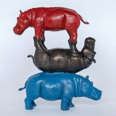 Bronze Sculpture - Art - Hippo - Limited Edition - Animals - Colourful