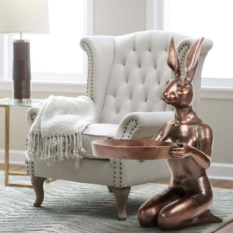 Bronze Indoor Outdoor Sculpture - Limited Edition - Rabbit Art Tray Table 1