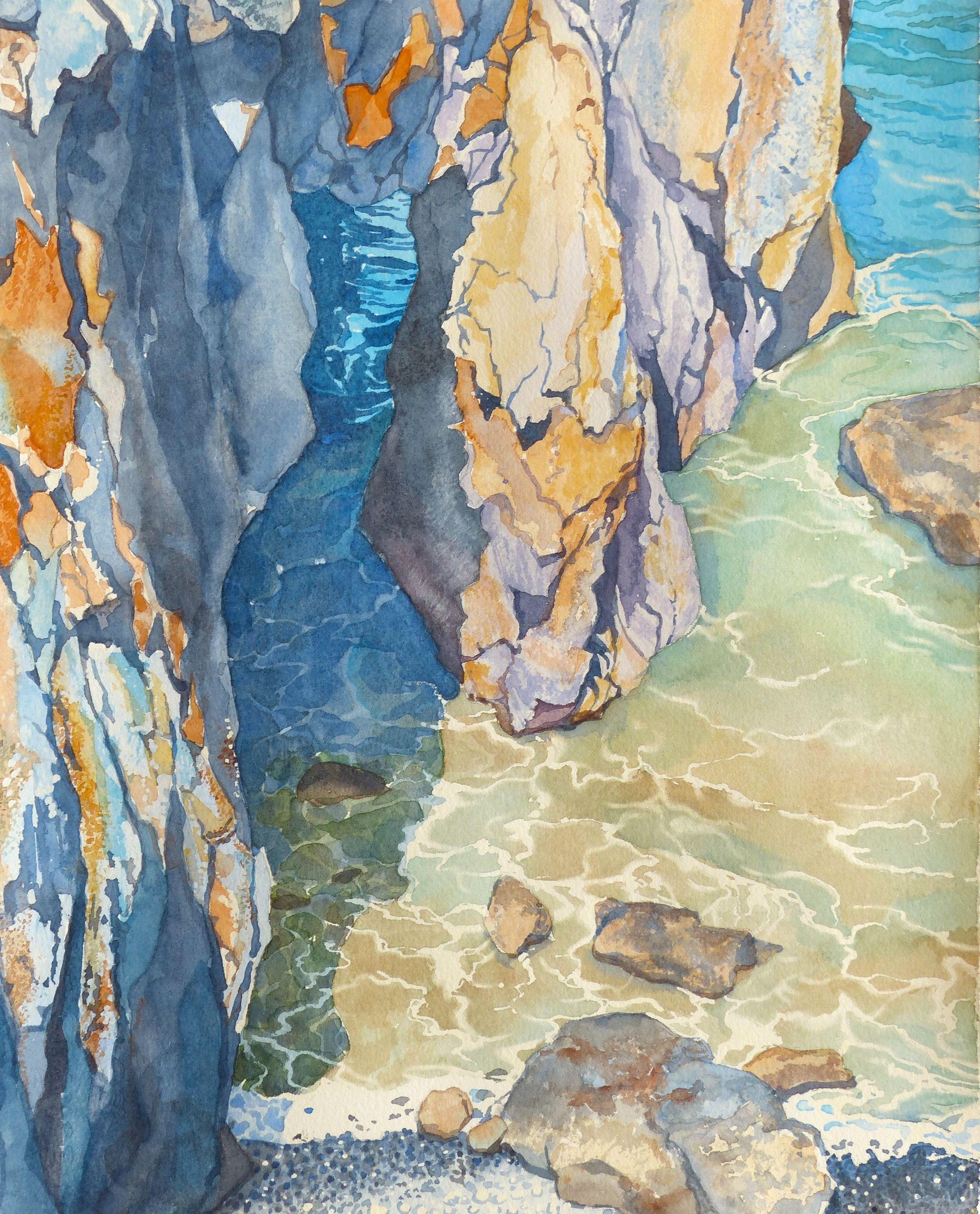 Wild Cove, Painting, Watercolor on Watercolor Paper - Art by Leslie White