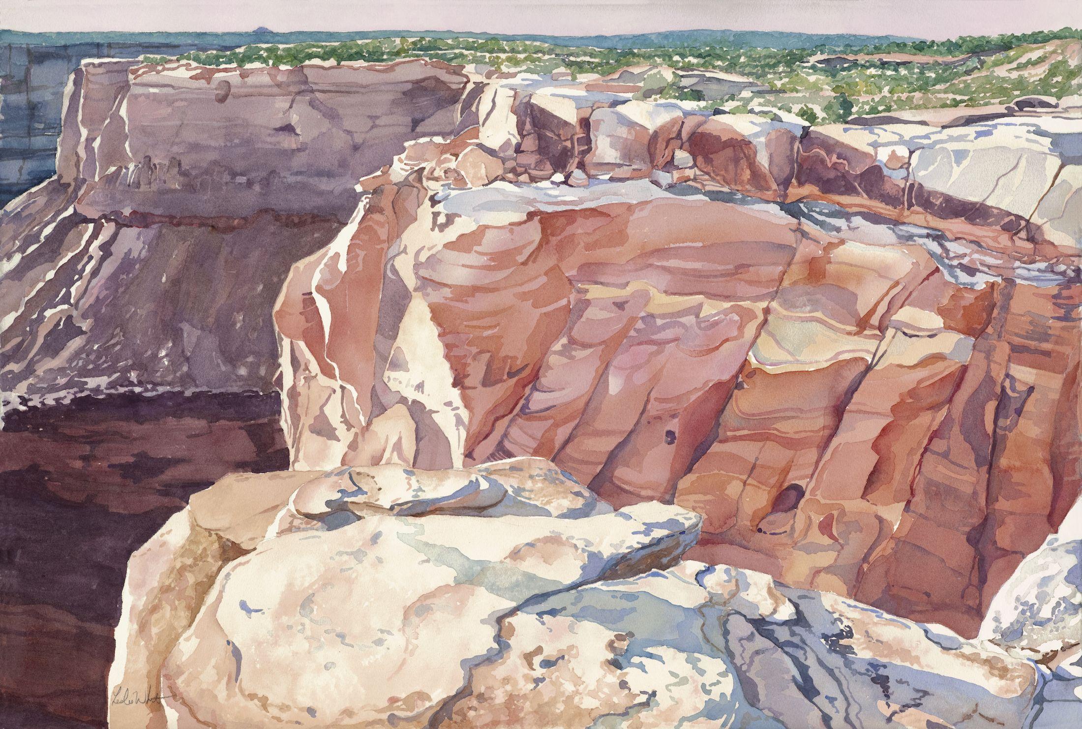 Dead Horse Point Utah, Painting, Watercolor on Watercolor Paper - Art by Leslie White