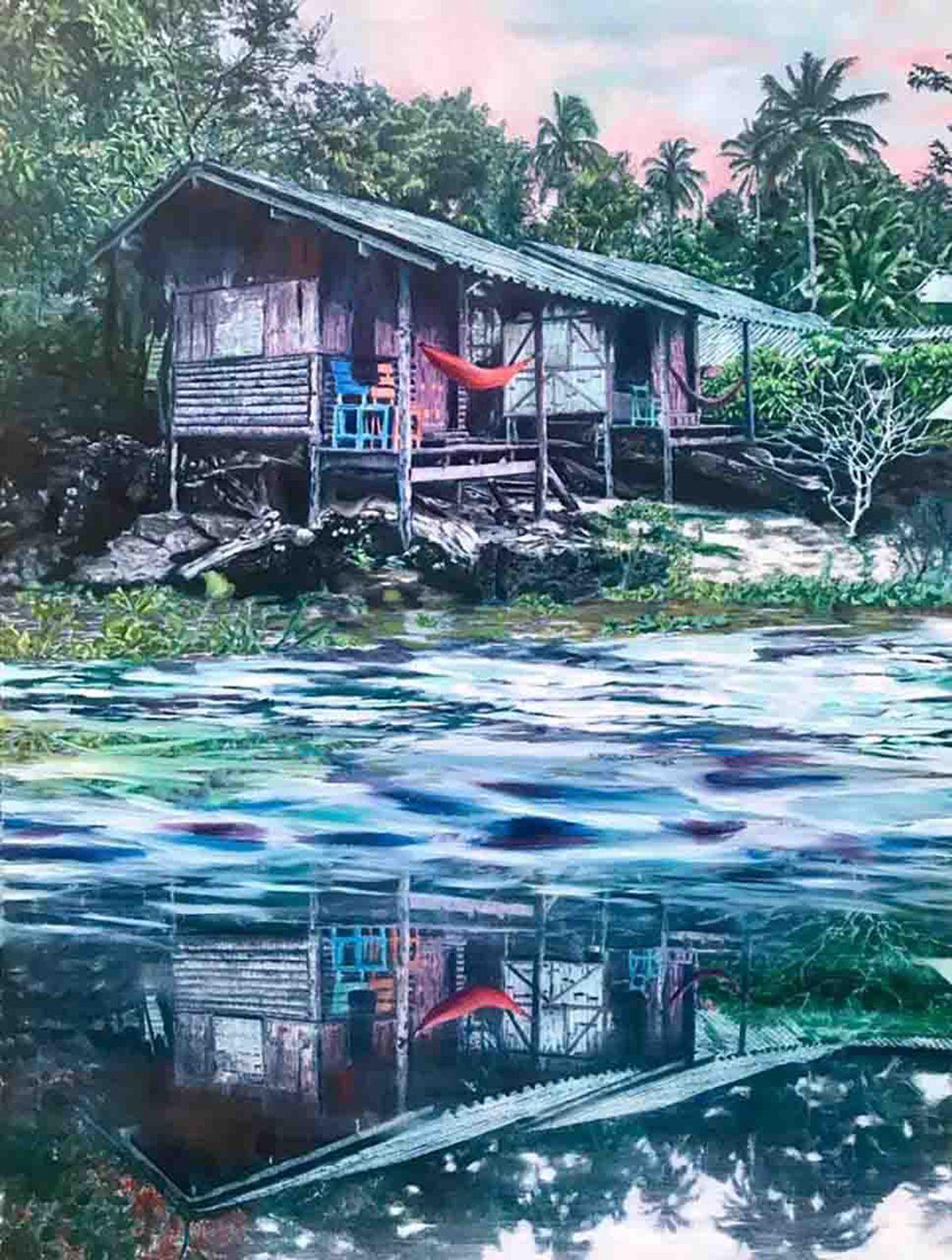 Spring is the month for this spectacular image in Ecuador. This scene is located at the river's edge in my town Ecuador-Manta. :: Painting :: Realism :: This piece comes with an official certificate of authenticity signed by the artist :: Ready to