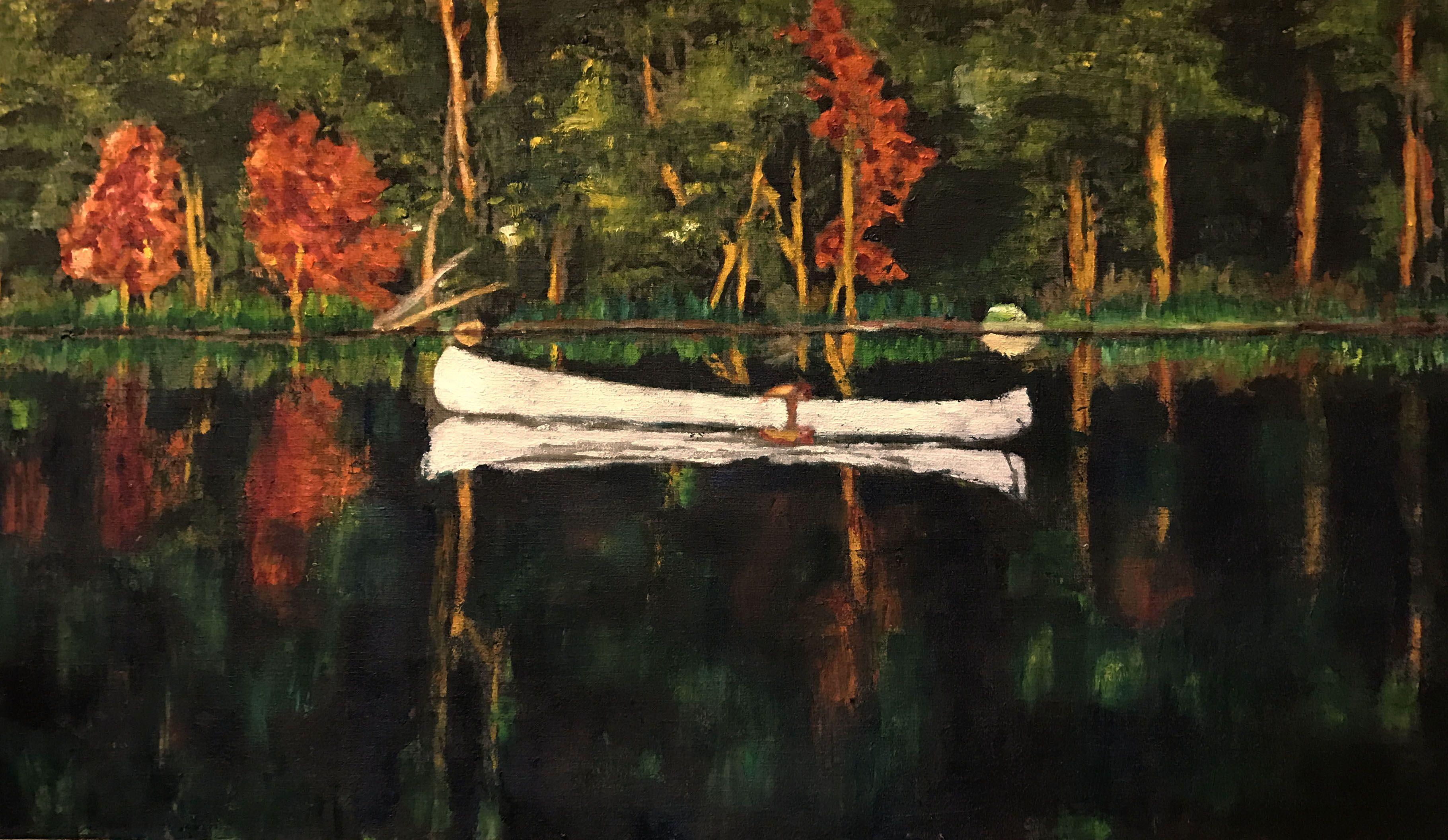 painting white canoe