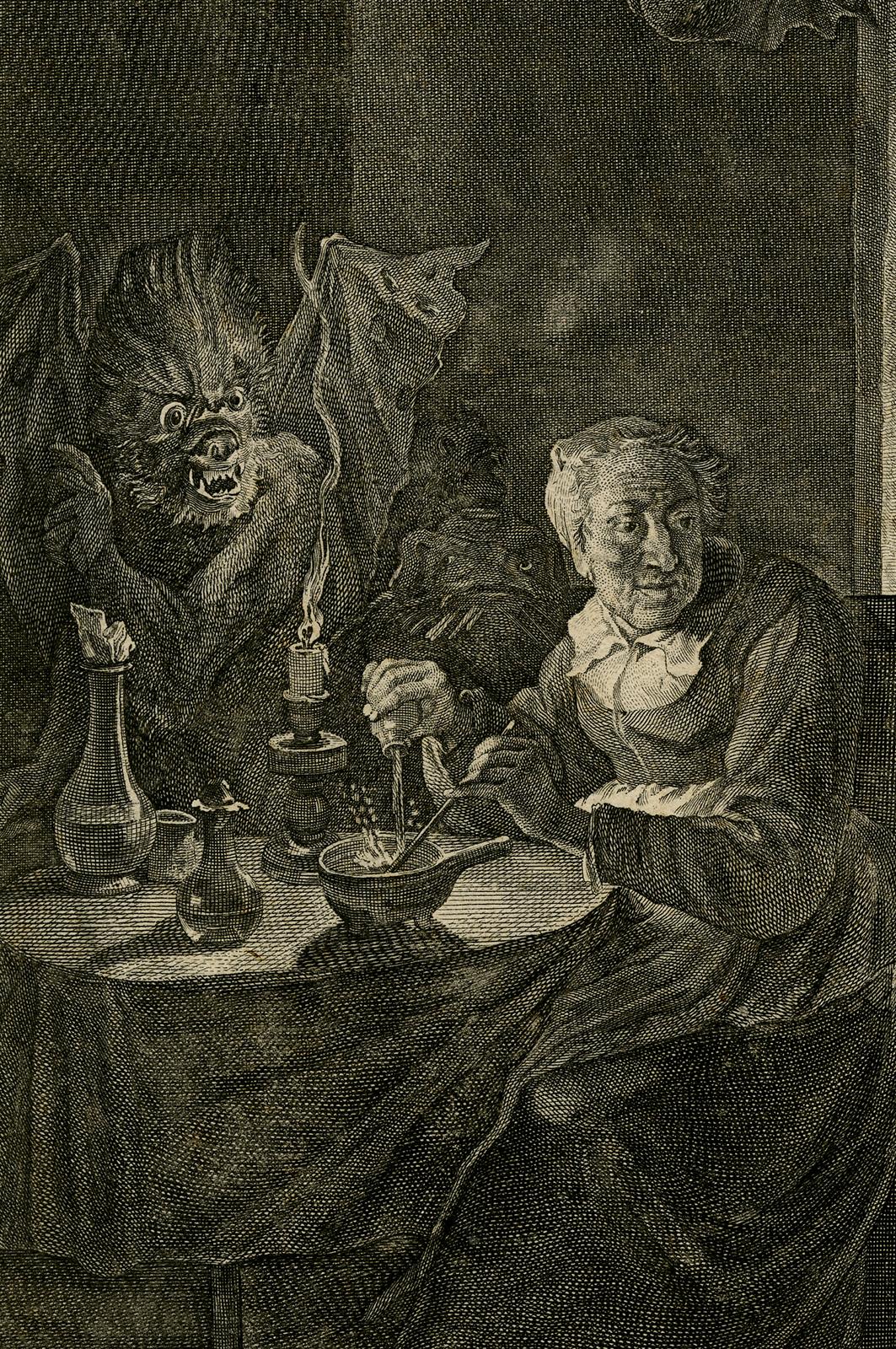 Witches at sabbath by Hormann von Guttenberg - Engraving - 18th Century For Sale 2