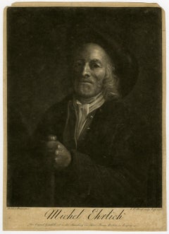 Portrait of Michel Ehrlich by Bause - Mezzotint - 18th Century