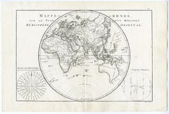 Antique Map of the Eastern Hemisphere by Bonne - Engraving - 18th Century