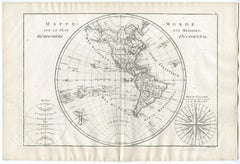 Map of the Western Hemisphere by Bonne - Engraving - 18th Century