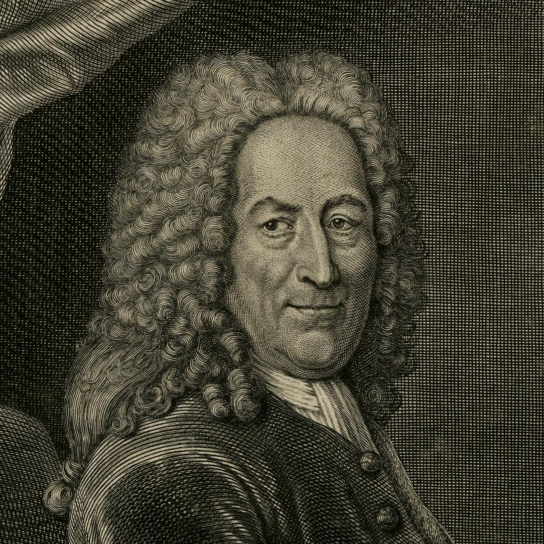 Portrait of the physician Friedrich Hoffmann by Petit - Engraving - 18th Century - Print by Gilles Edme Petit