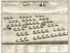 The Hongi or Coracora fleet from Ambon by Valentijn - Engraving - 18th Century