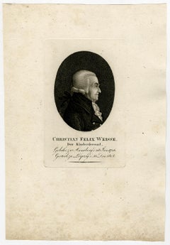 Portrait Christian Felix Weisse by Westermayr - Stipple engraving - 19th Century