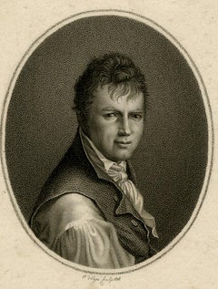 Portrait of Alexander von Humboldt by Velijn - Stipple engraving - 19th Century