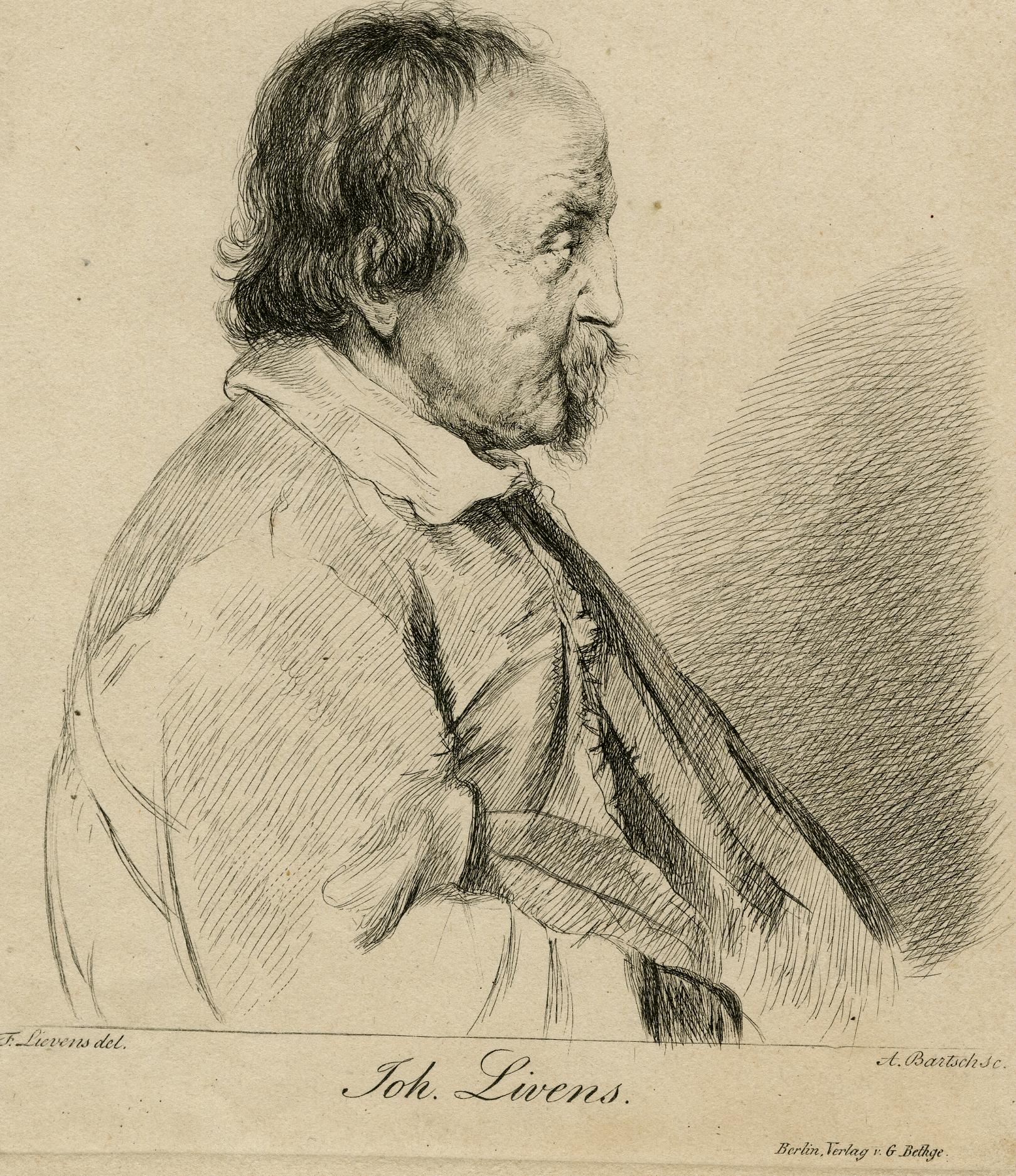 Portrait of Jan Lievens by Bartsch - Etching - 19th Century For Sale 1