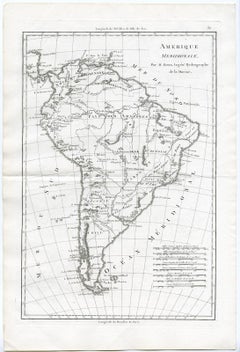 Map of South America - End colonial period by Bonne - Engraving - 18th Century