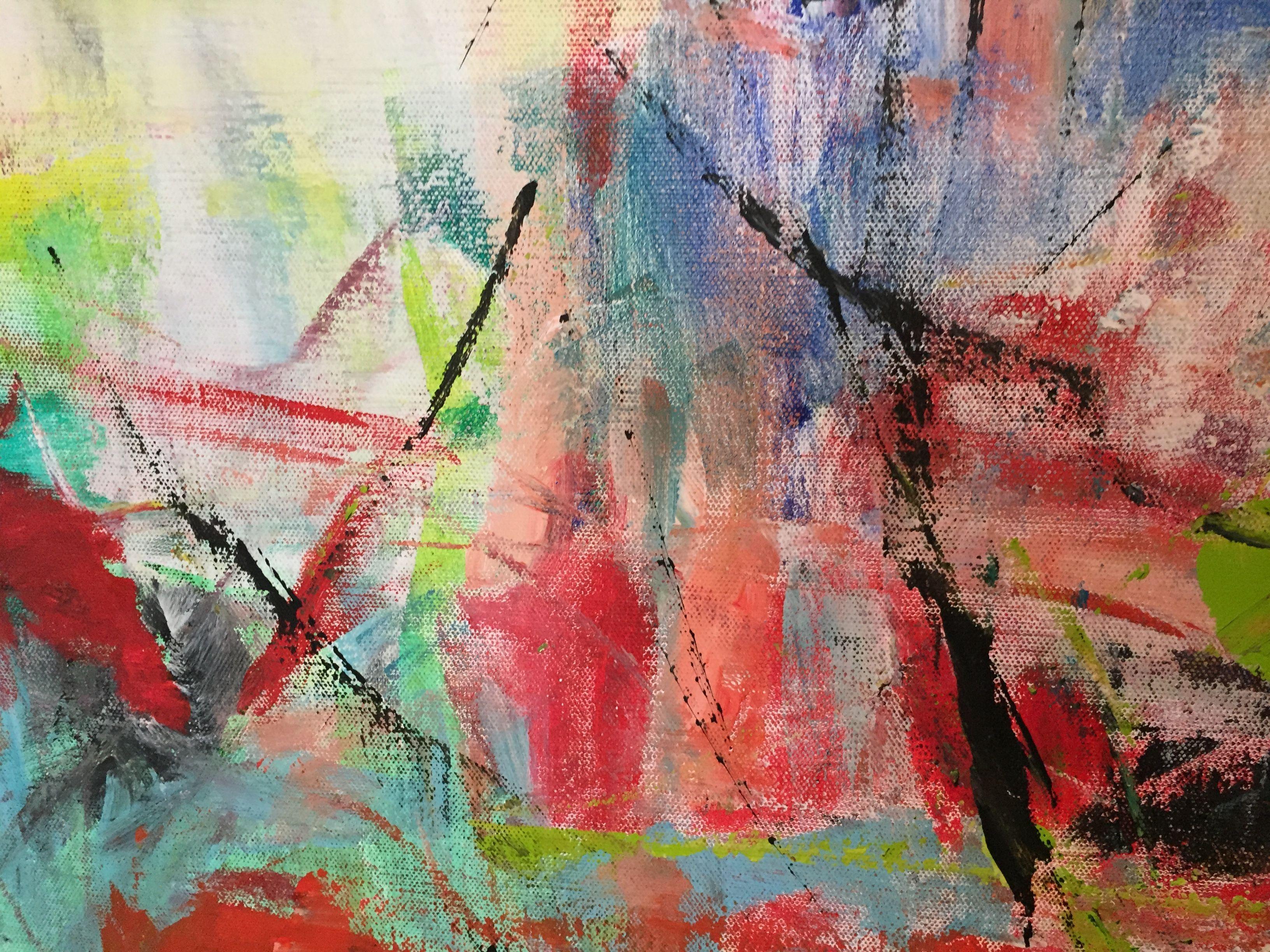Something to talk about, Gemälde, Acryl auf Leinwand (Beige), Abstract Painting, von Christel Haag