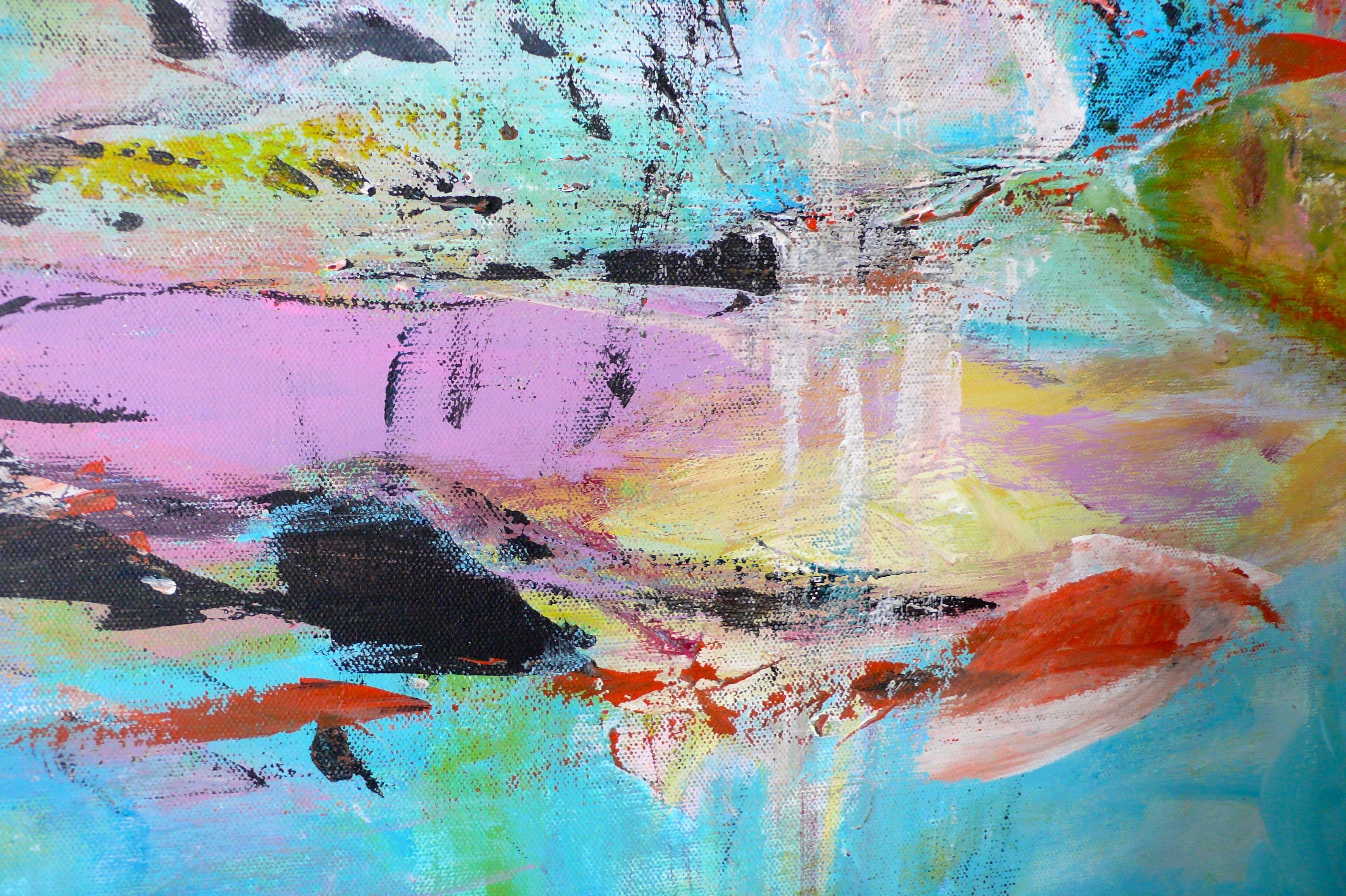 Phantoms of the Sea, Painting, Acrylic on Canvas - Gray Abstract Painting by Christel Haag