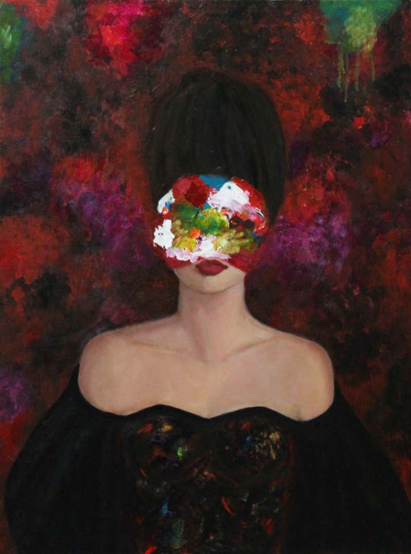 Haydee Torres One step Away, Mixed Media on Canvas For Sale at 1stDibs