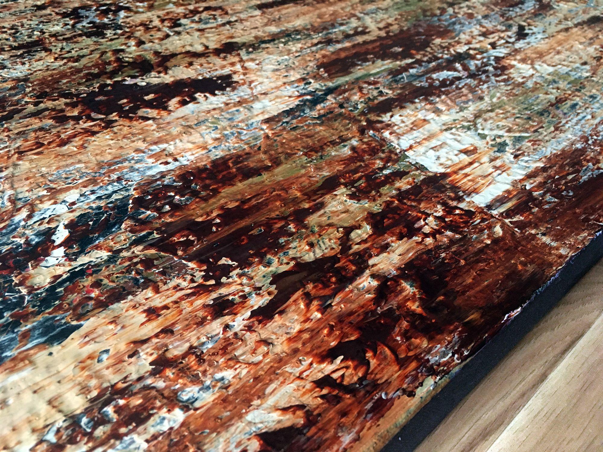 Éste es un cuadro acrílico abstracto PMS de gran tamaño y calidad de galería para tu casa u oficina. Se ha pintado con materiales de la máxima calidad y causará sensación en tu espacio. Esta pieza tiene una estética de diseño maduro y apagado. Los