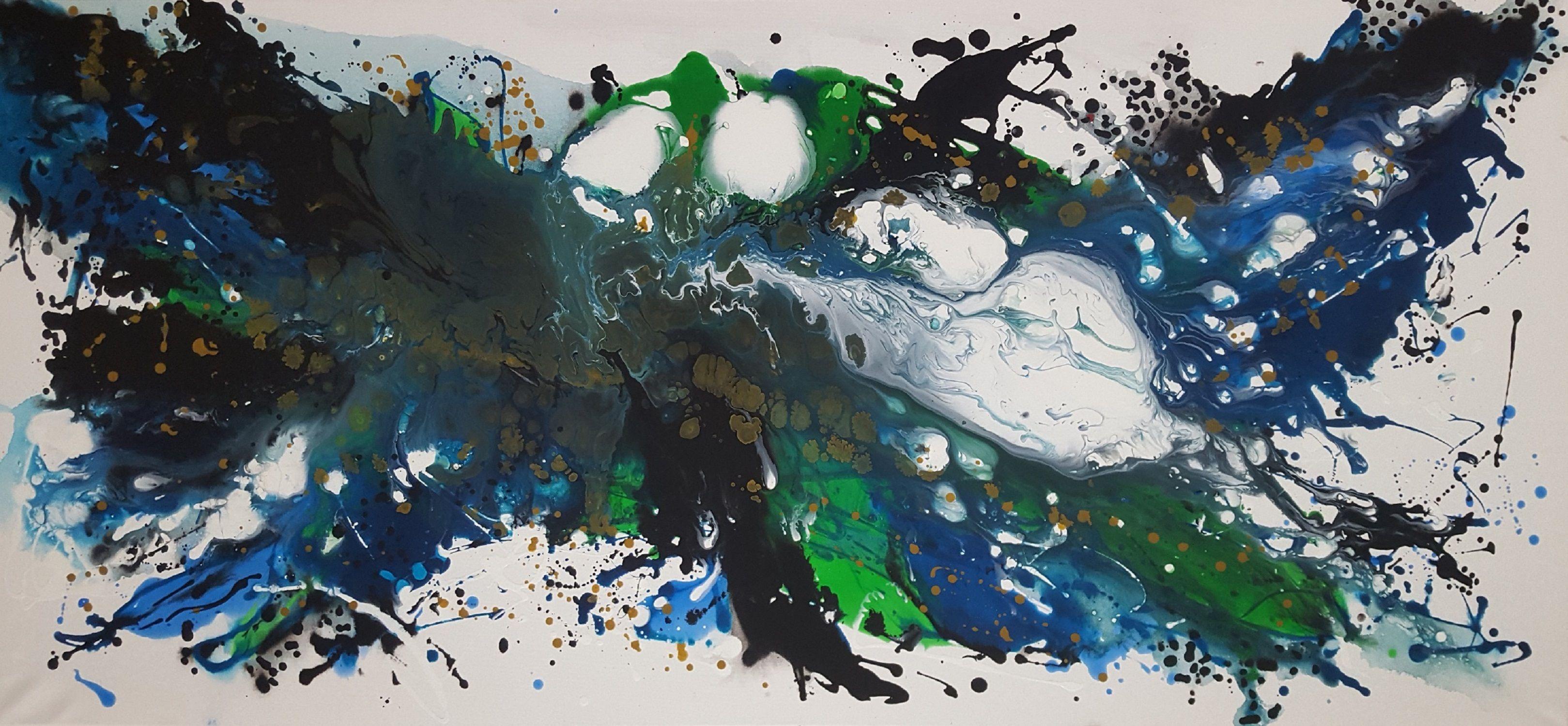 Veronica Vilsan Abstract Painting – Die Schönheit der Gegenwart 51, 59x 27,5 Zoll ( 150x70 cm), Gemälde, Acryl auf Leinwand