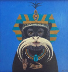 Egyptian Monkey lll, Painting, Oil on Wood Panel