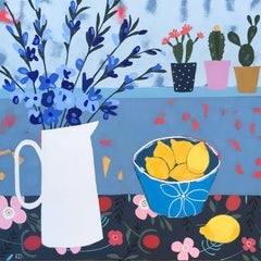 Cactus And Lemons, Painting, Acrylic on Canvas