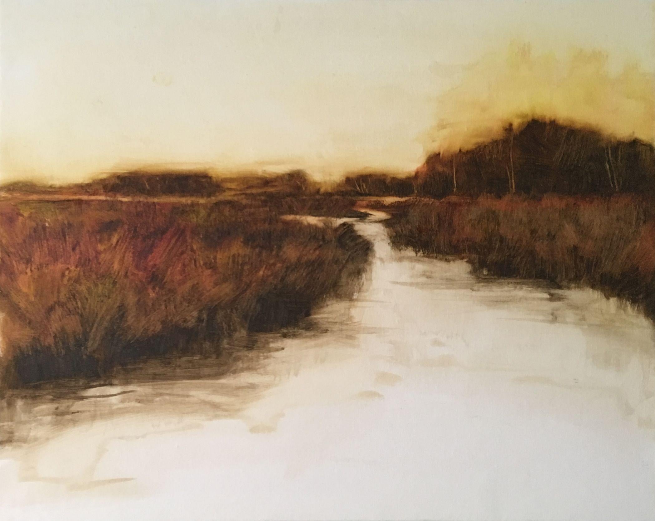 Meandro, Pittura, Olio su altro - Painting di Susan Leggitt