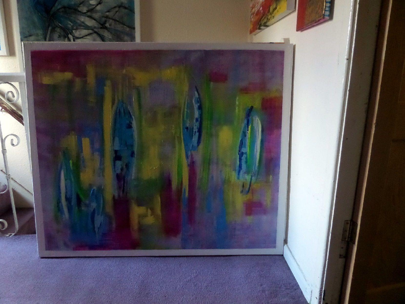 Blaue Glocken, Gemälde, Acryl auf Leinwand – Painting von Linda  Collins Lamb