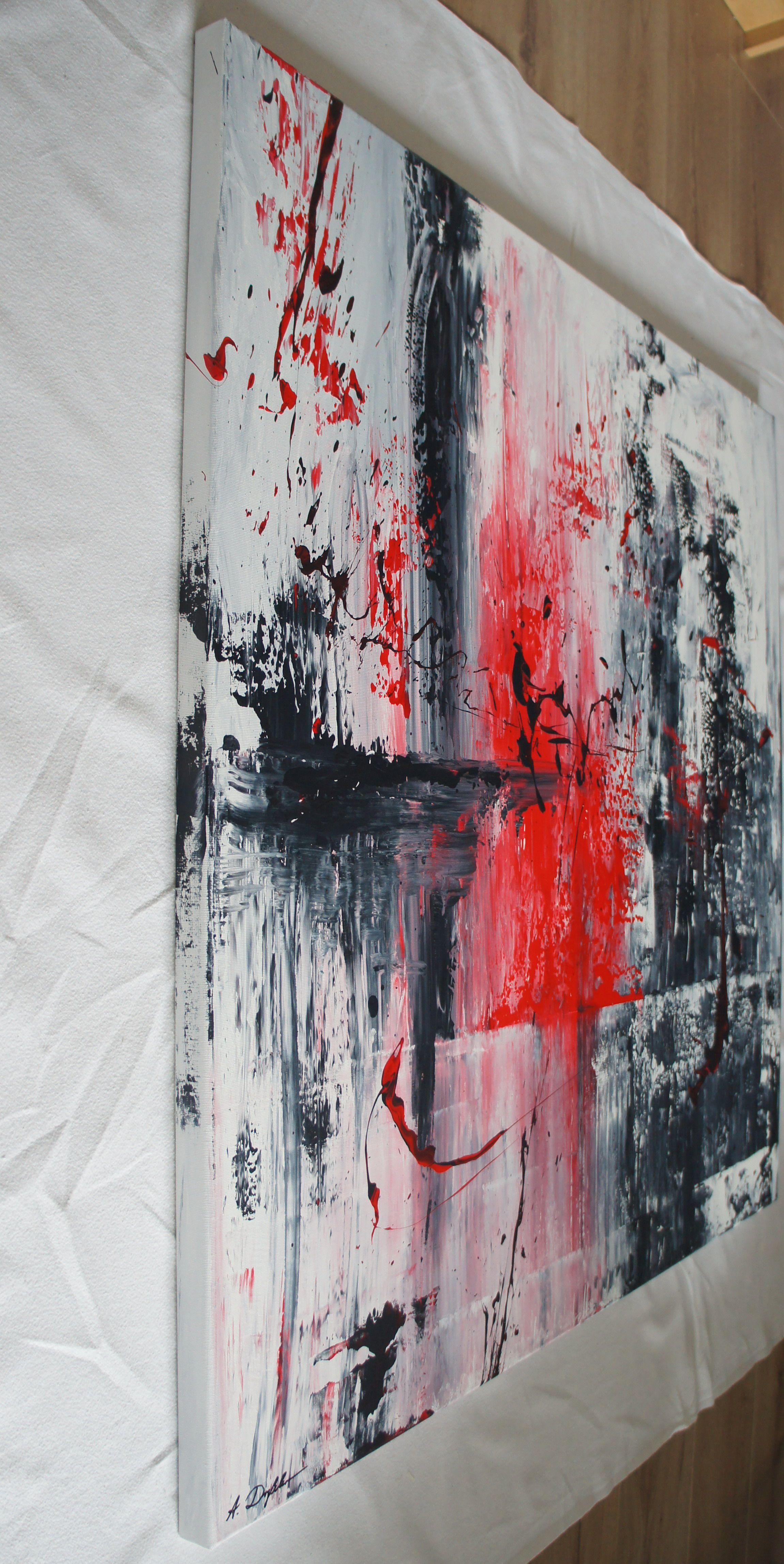 Blood Brain Barrier (100 x 100 cm) (40x40 inches), Painting, Acrylic on Canvas - Gray Abstract Painting by Ansgar Dressler