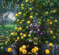 Still Life with Asters and Apples, Painting, Oil on Canvas