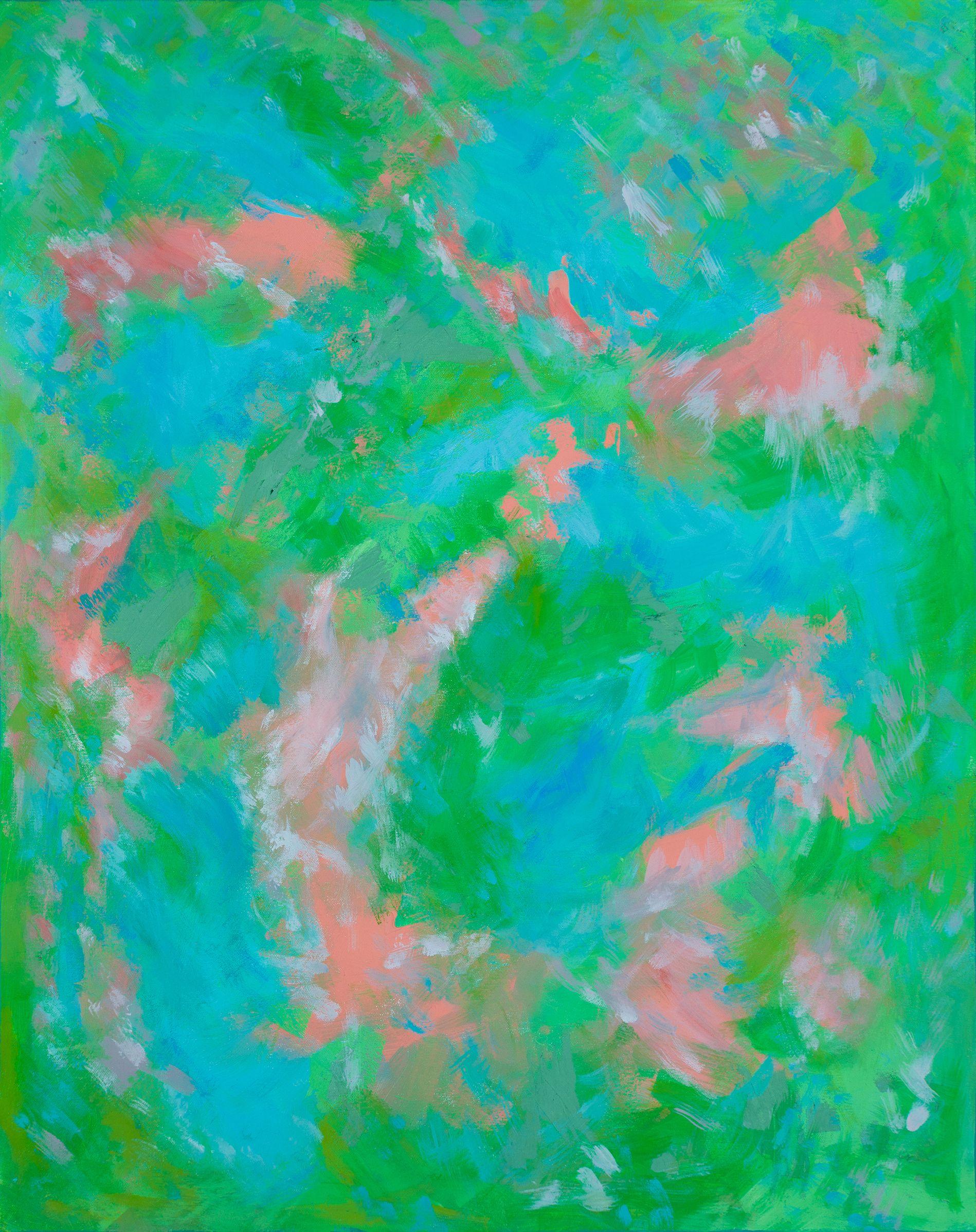 Pamela Rys Abstract Painting - Greenery Scenery, Painting, Oil on Canvas
