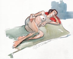 Resting Red, Painting, Watercolor on Paper