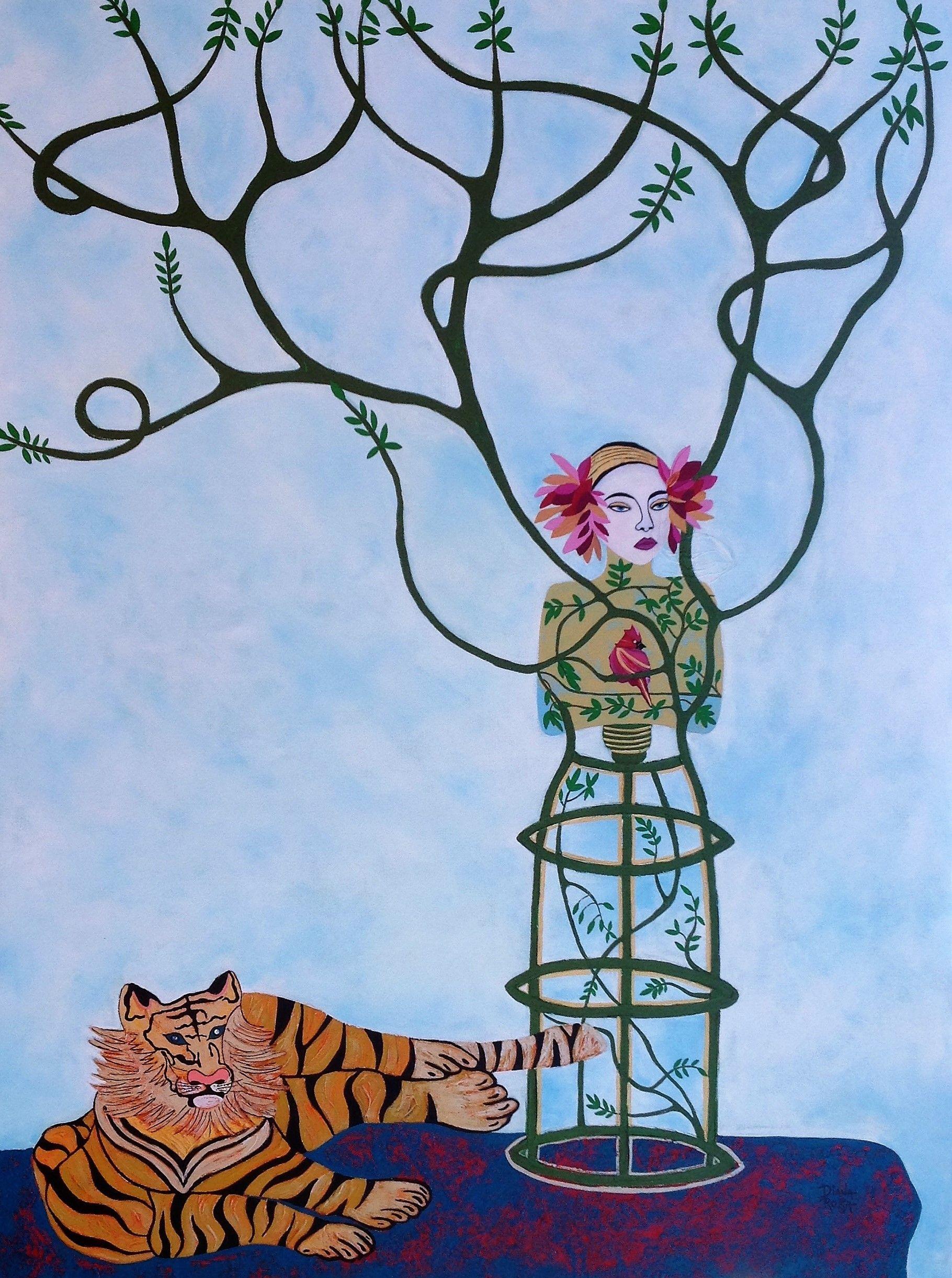 The forest keeper, Mixed Media on Canvas - Mixed Media Art by Diana Rosa